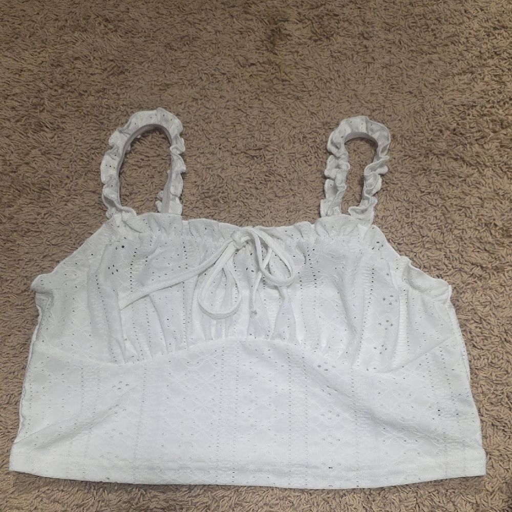 White Ruffle Strap Top Size 12